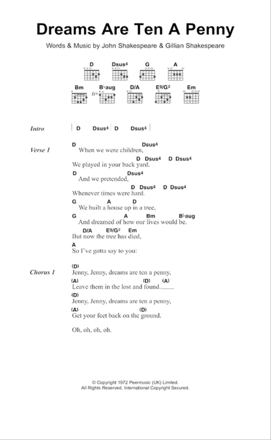 Dreams Are Ten A Penny Acoustic Guitar scores gallery preview page 1