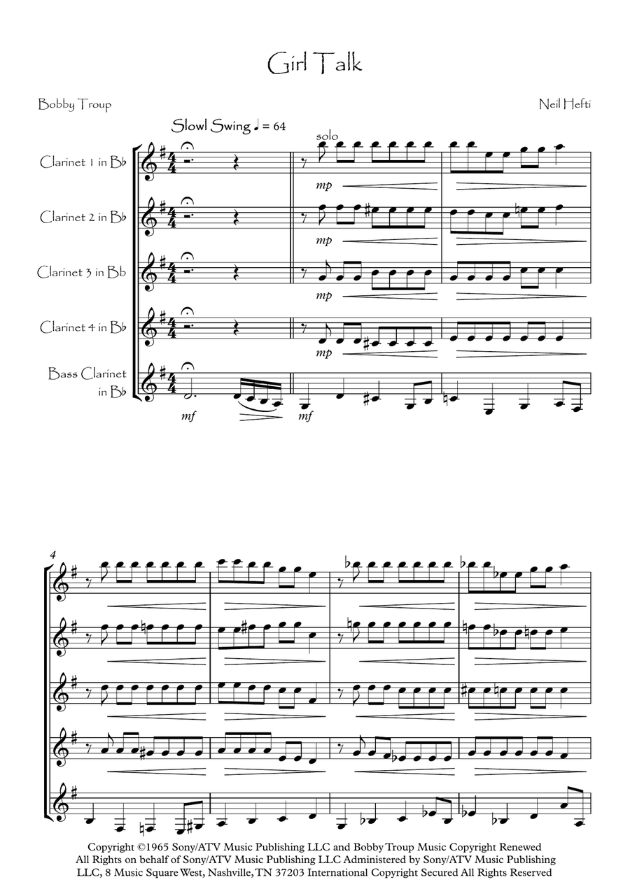 Girl Talk Girl Talk Clarinet Quintet scores gallery preview page 2