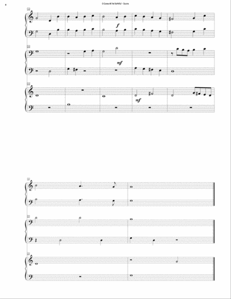 O Come All Ye Faithful (1 Piano, 6 Hands) Piano Trio scores gallery preview page 4