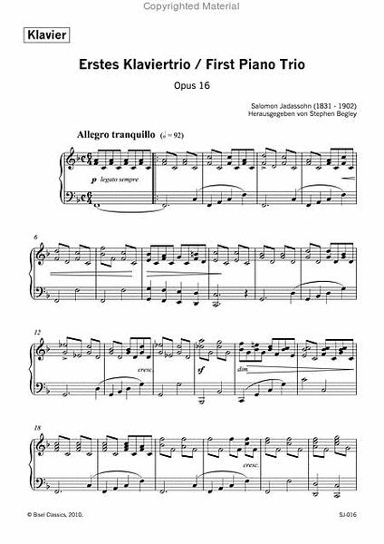 Erstes Klaviertrio, Opus 16 - Piano Part