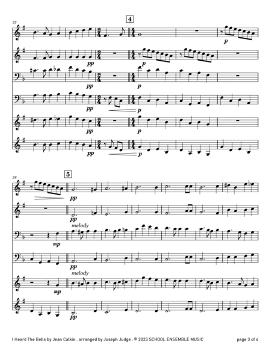 I Heard The Bells for Brass Quartet in Schools Brass Quartet scores gallery preview page 3