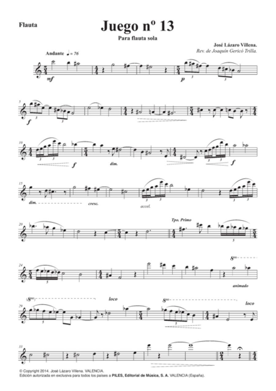 Juego No. 13 (Flauta) Juego No. 13 (Flauta) Flute Solo scores gallery preview page 2