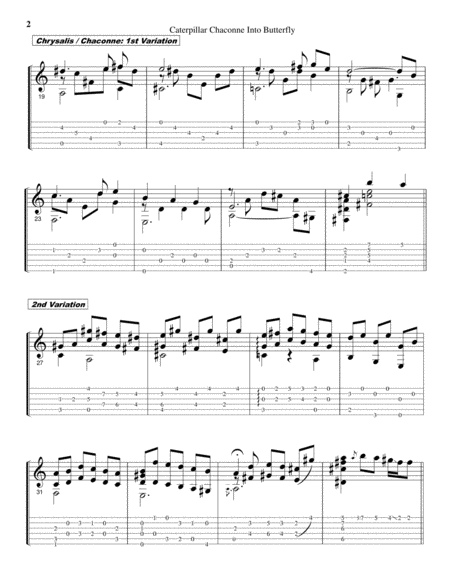 Caterpillar Chaconne Into Butterfly (Guitar Solo in Standard Notation plus TAB)