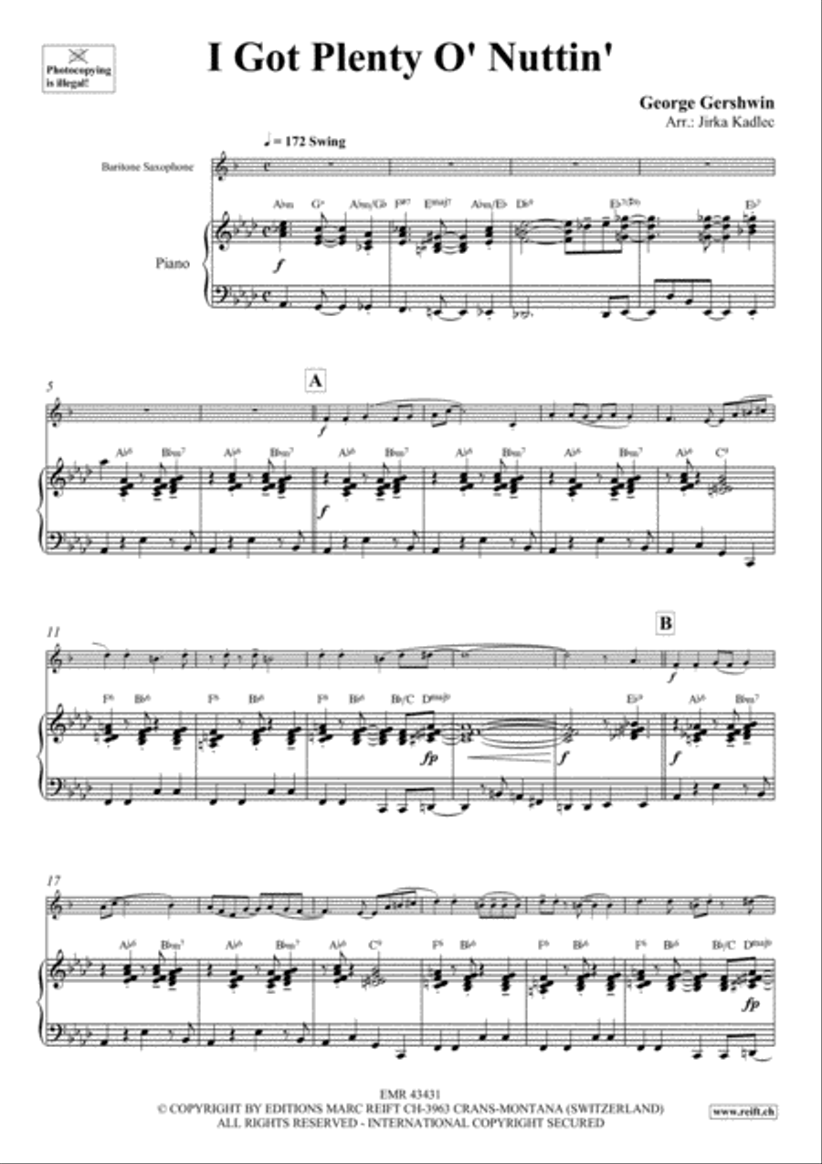 I Got Plenty O' Nuttin' Baritone Saxophone scores gallery preview page 4
