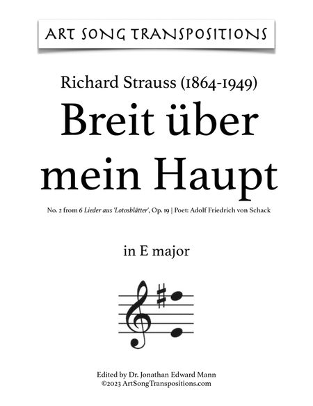 STRAUSS: Breit über mein Haupt, Op. 19 no. 2 (transposed to E major and E-flat major)