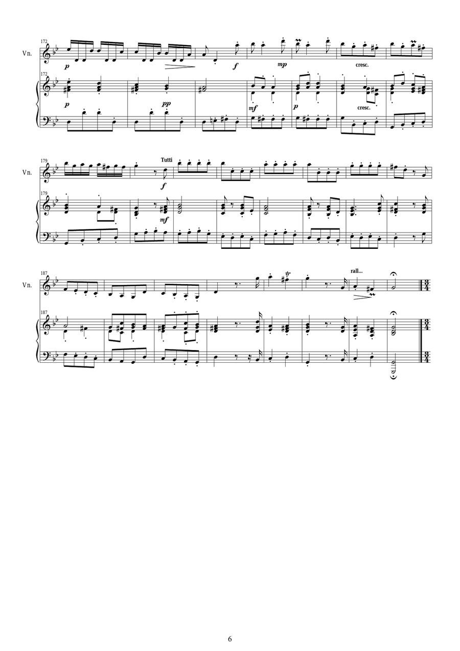 Vivaldi - Violin Concerto in G minor RV 318 Op.6 No.3 for Violin and Piano Violin Solo scores gallery preview page 6