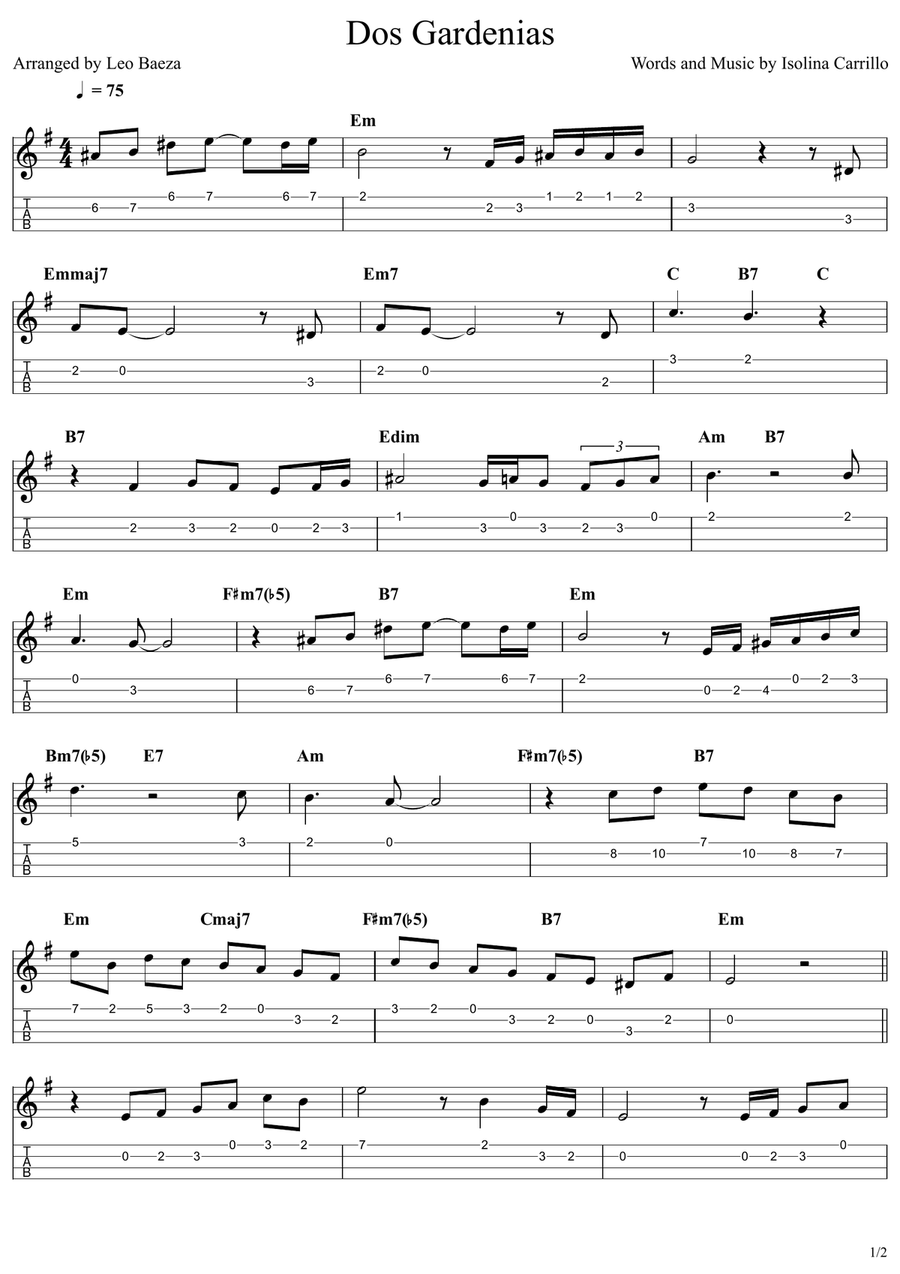 Dos Gardenias Ukulele scores gallery preview page 1
