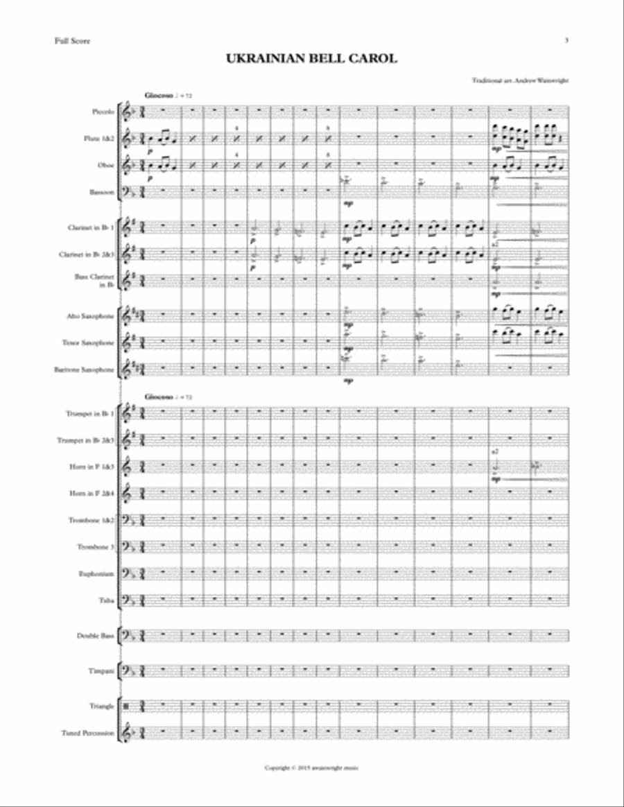 Ukrainian Bell Carol Concert Band scores gallery preview page 3
