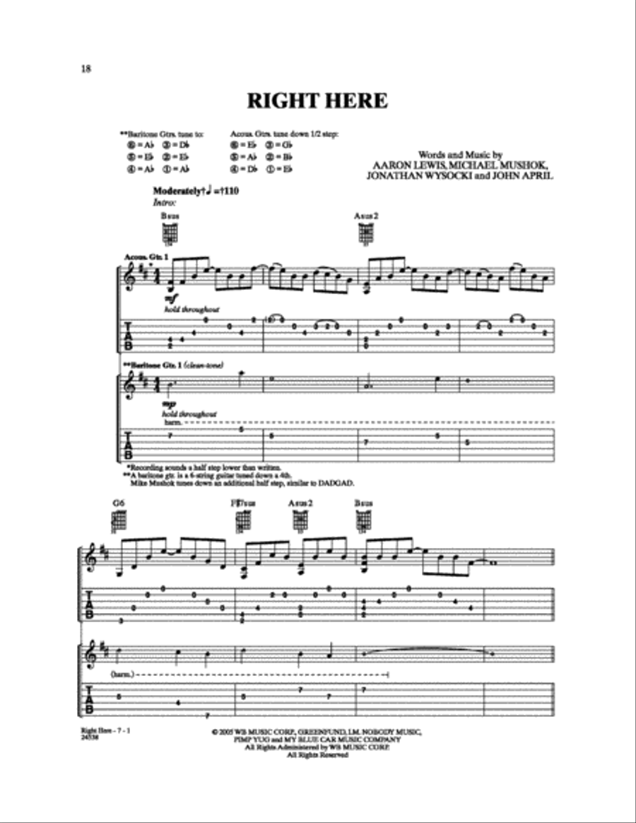 Right Here Electric Guitar scores gallery preview page 1