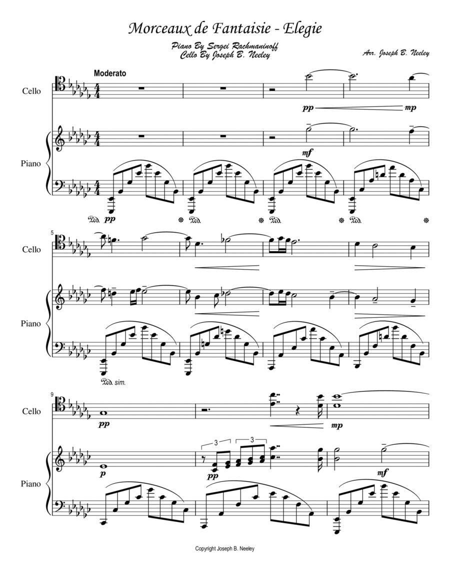 Morceaux de Fantaisie Elegie Piano scores gallery preview page 1