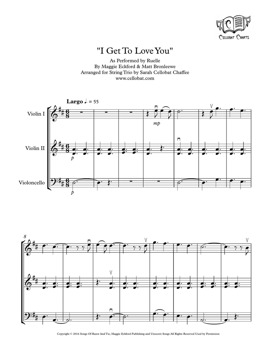 I Get To Love You String Trio scores gallery preview page 1