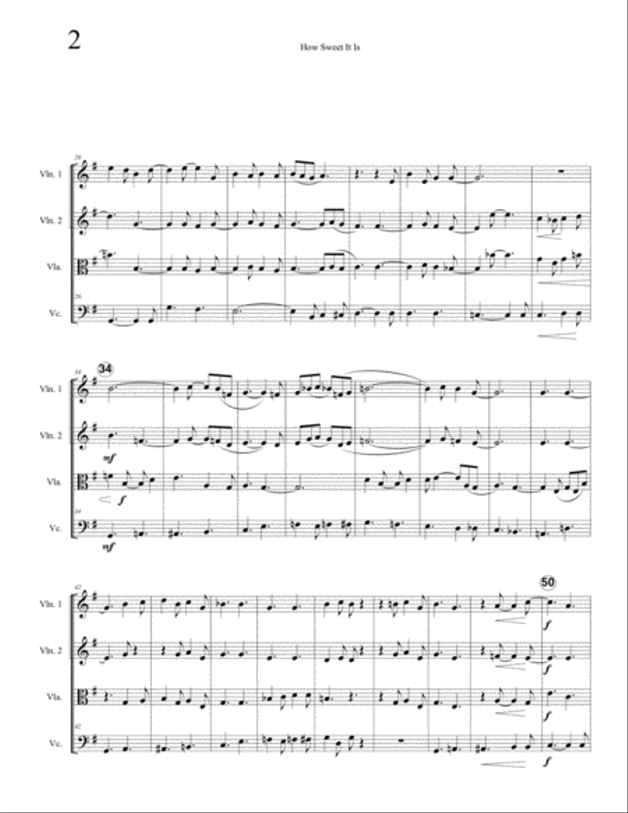 How Sweet It Is (To Be Loved By You) String Quartet scores gallery preview page 4
