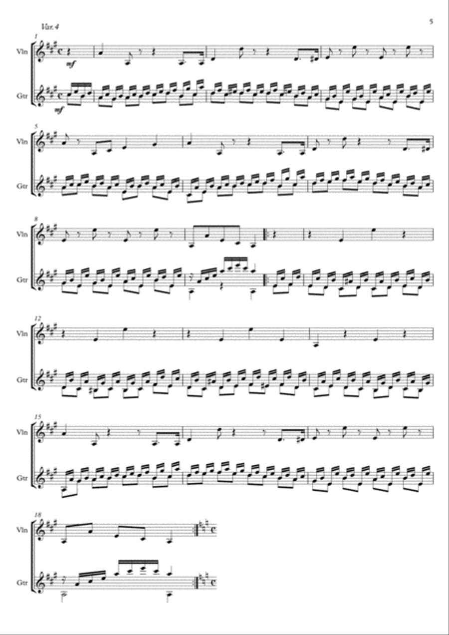Violin Guitar duet by Mauro Giuliani String Duet scores gallery preview page 5