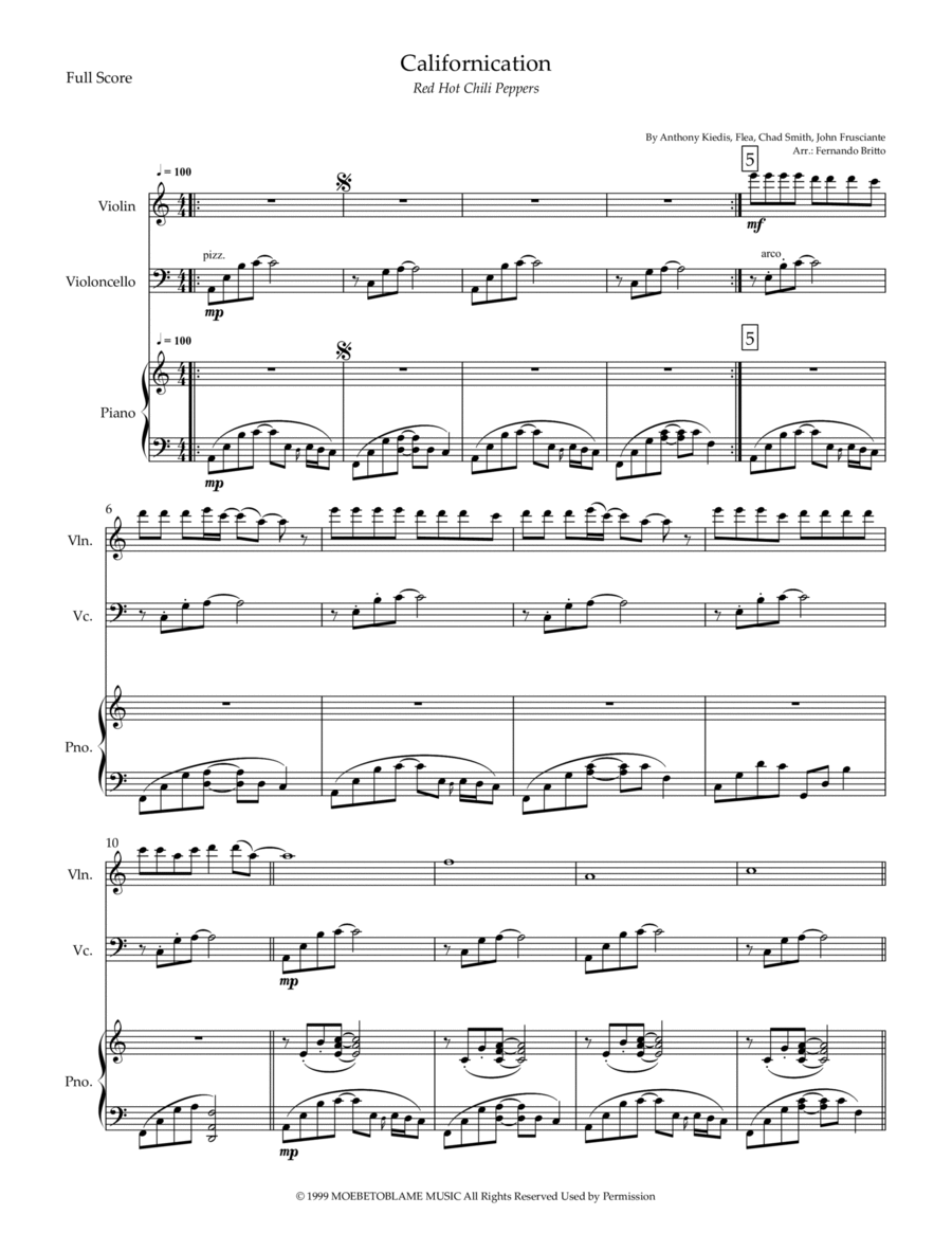 Californication Piano Trio scores gallery preview page 1
