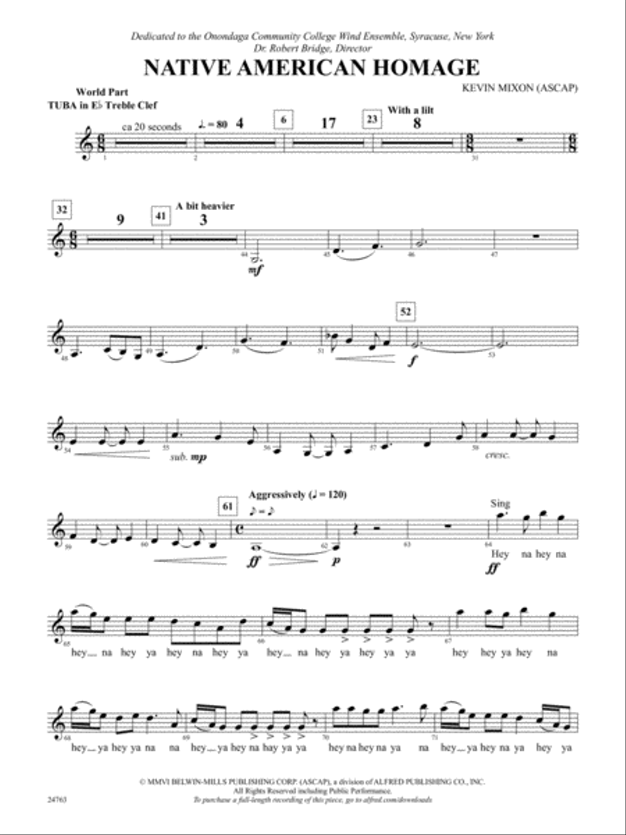 Native American Homage: (World Part) E-flat Tuba T.C. Concert Band scores gallery preview page 1
