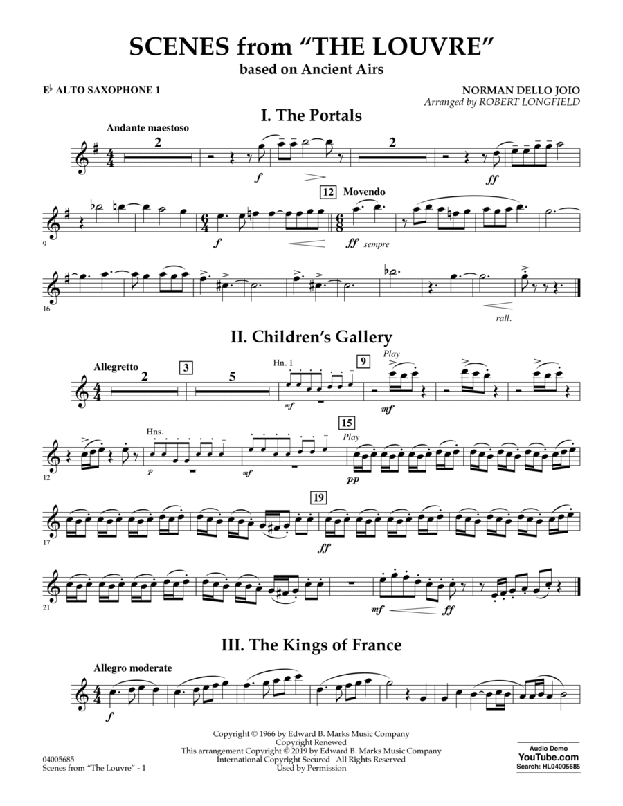 Scenes from the Louvre (arr. Robert Longfield) - Eb Alto Saxophone 1 Alto Saxophone scores gallery preview page 1