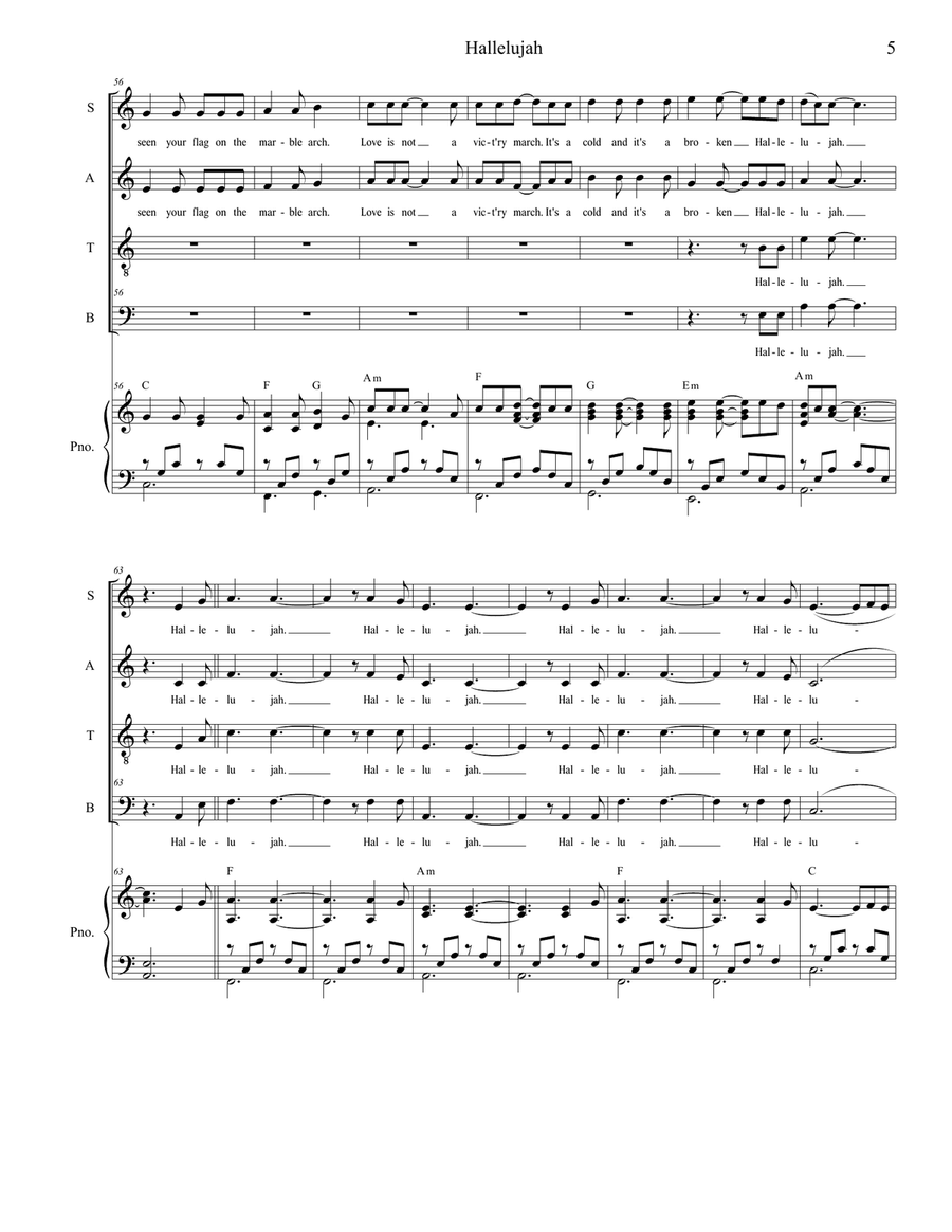 Hallelujah Hallelujah Piano, Vocal scores gallery preview page 5
