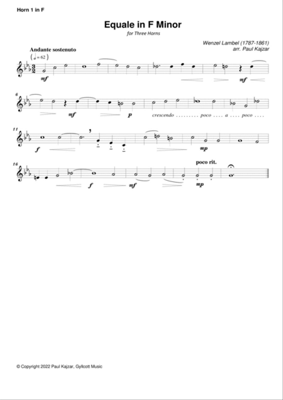 Equale in F Minor (Three Horns) Brass Ensemble scores gallery preview page 3