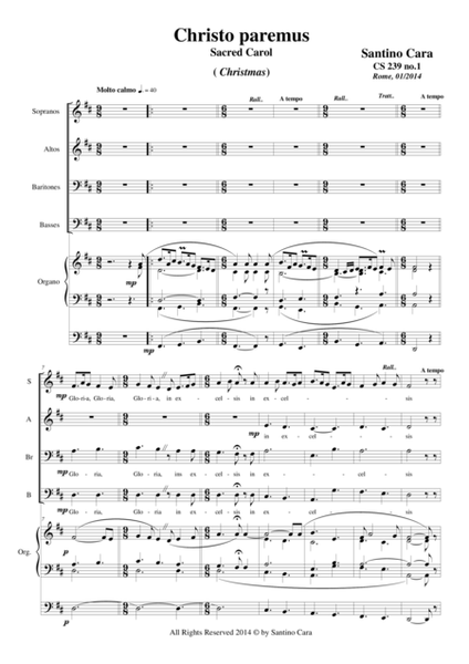 Christo paremus (Carol) - SABrB choir and organ image number null