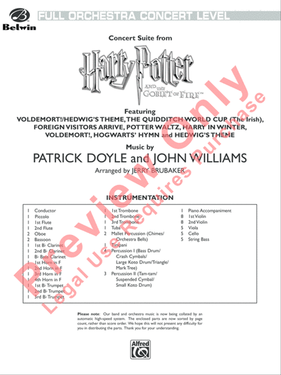 Concert Suite from Harry Potter and the Goblet of Fire Concert Band scores gallery preview page 2