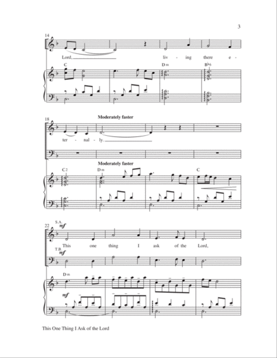 This One Thing I Ask of the Lord 4-Part scores gallery preview page 3