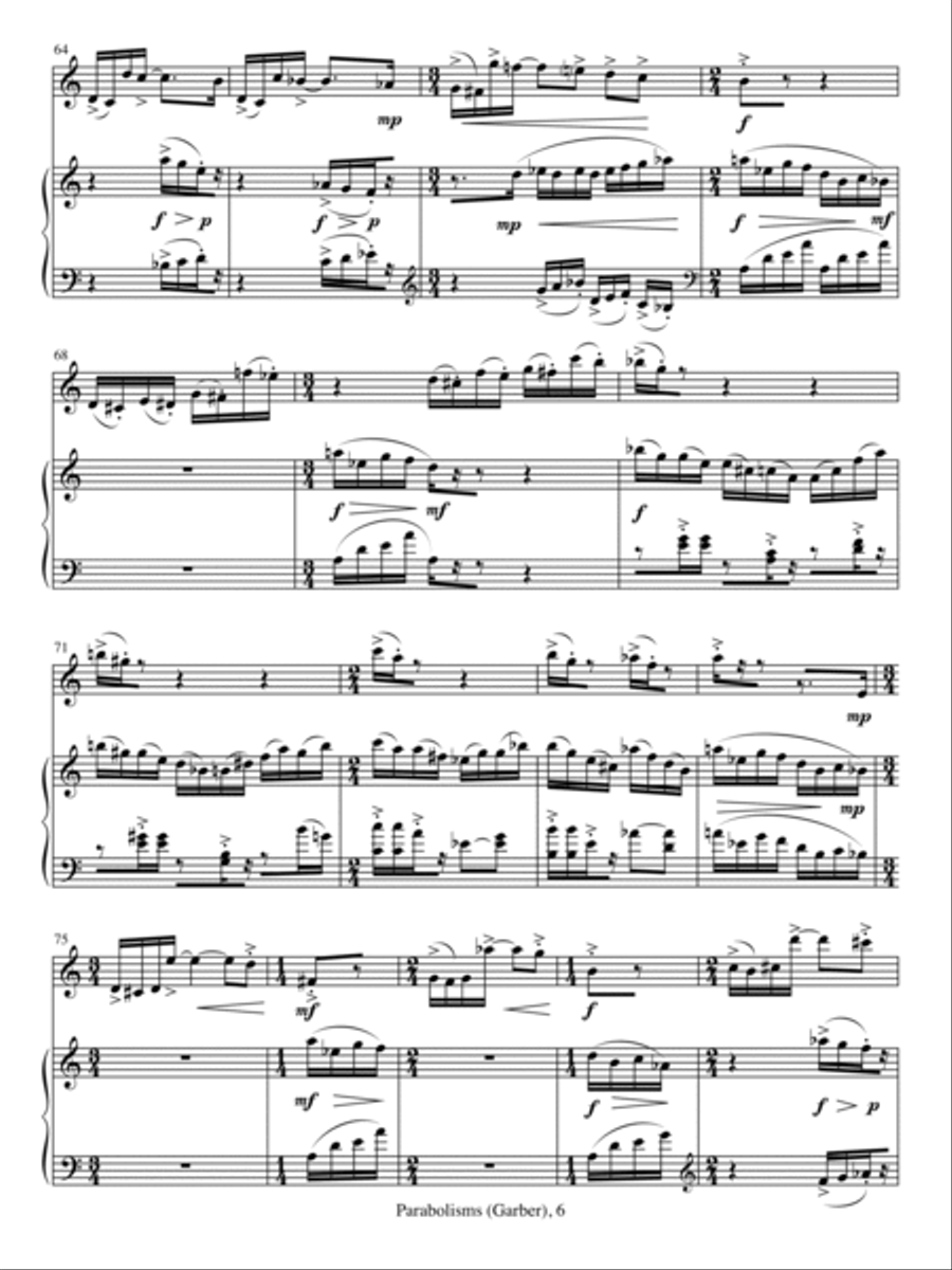 Parabolisms (for Alto Saxophone and Piano) Alto Saxophone scores gallery preview page 6