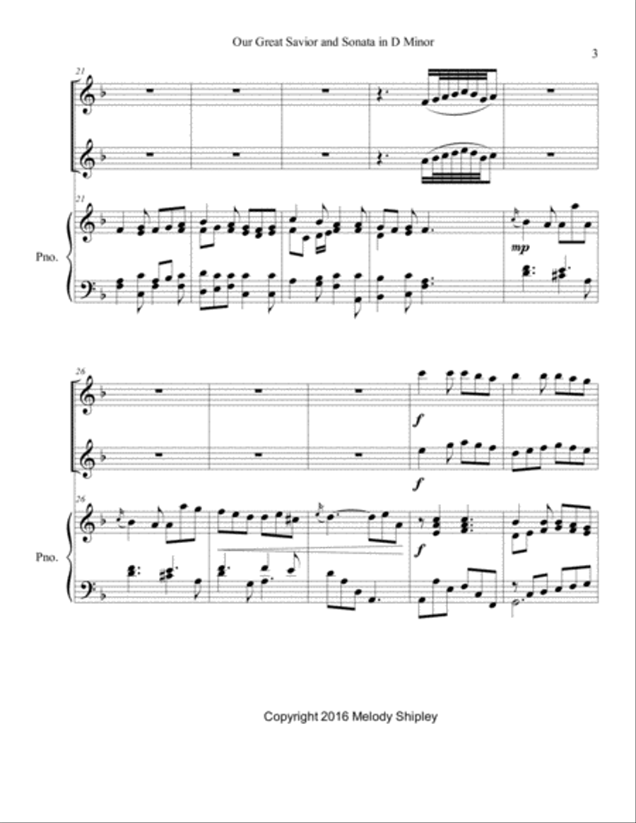 Our Great Savior and Sonata in D Minor, K. 9 Woodwind Ensemble scores gallery preview page 4