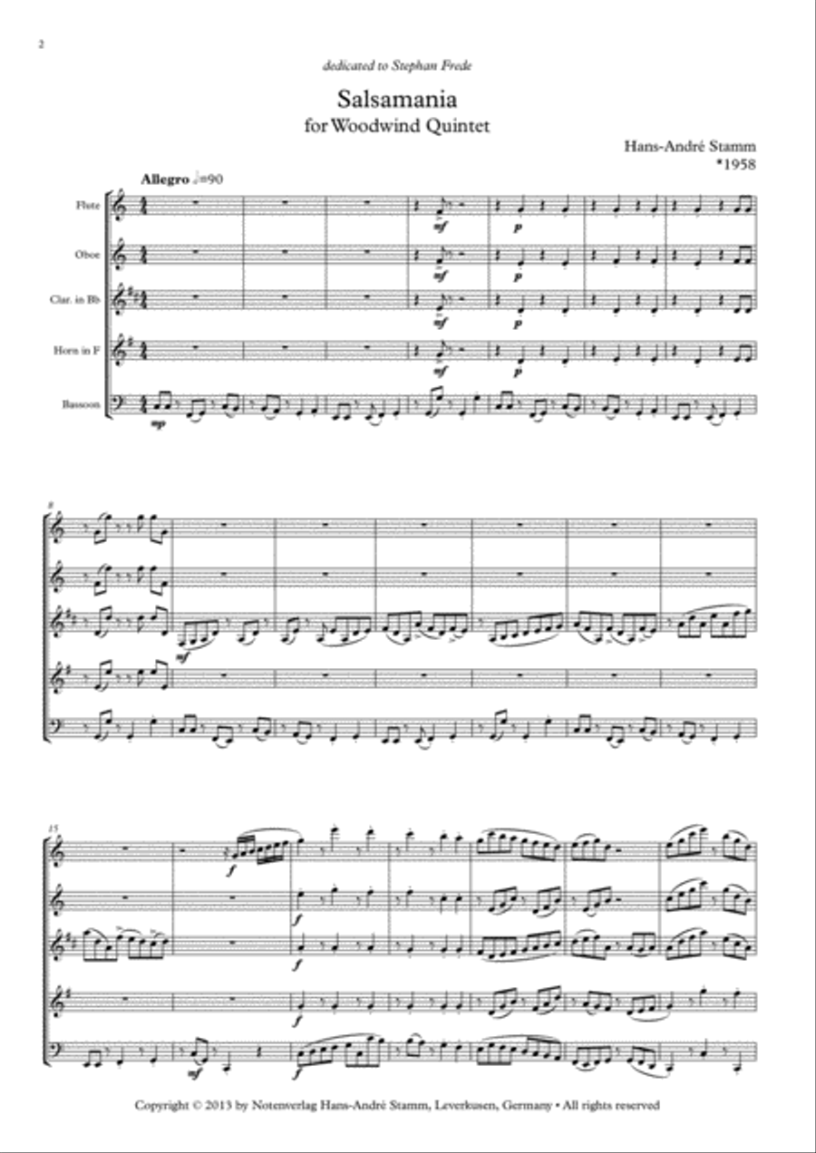 Salsamania for woodwind quintet Woodwind Quintet scores gallery preview page 2