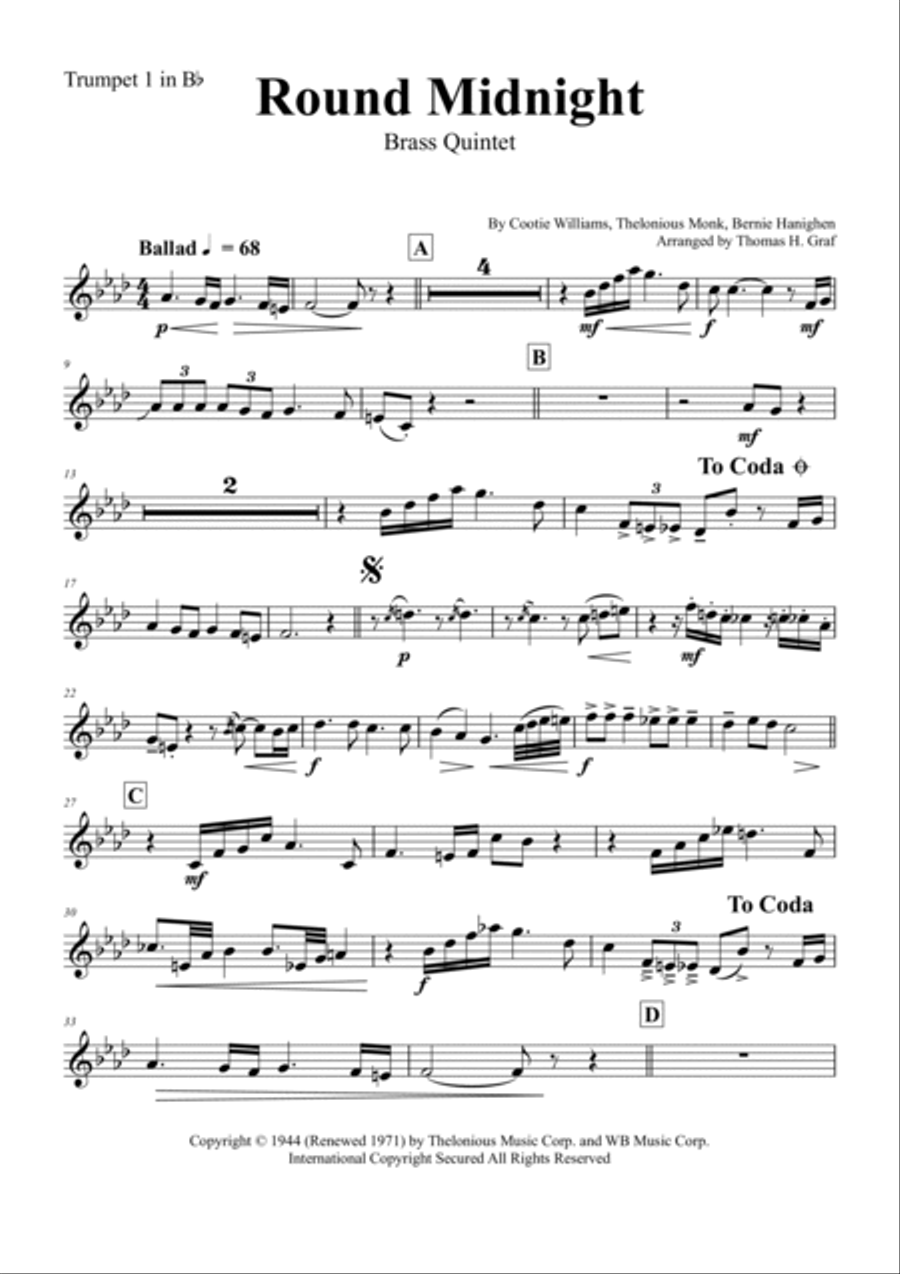 'round Midnight Horn scores gallery preview page 5