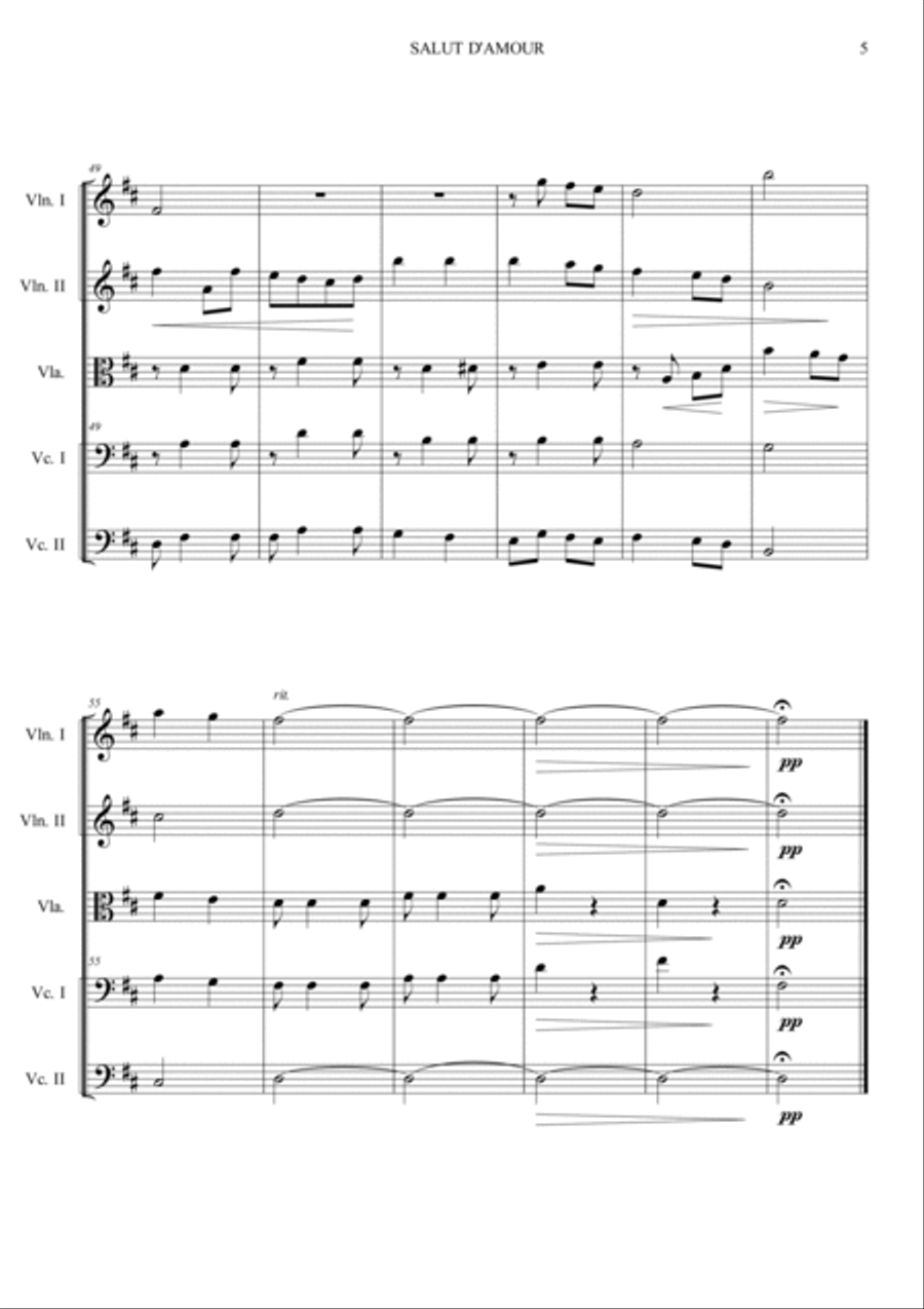 Salut d'amour Salut d'amour String Quintet scores gallery preview page 5