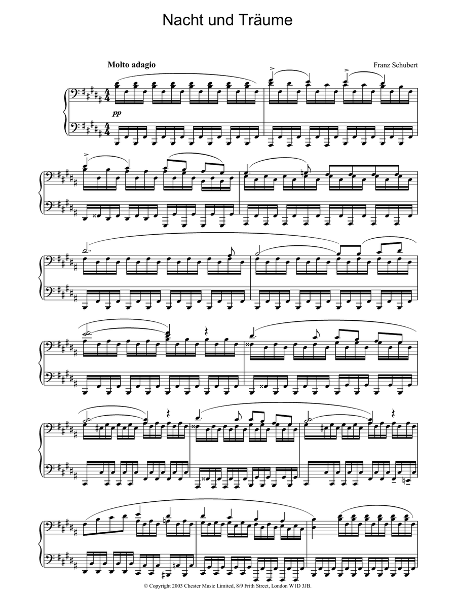 Nacht und TrÄume Piano Solo scores gallery preview page 1