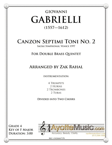 Gabrielli - Canzon Septini Toni, No. 2 image number null