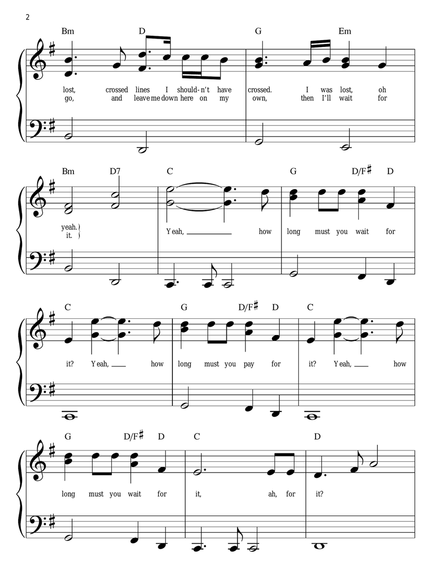 In My Place Easy Piano scores gallery preview page 2