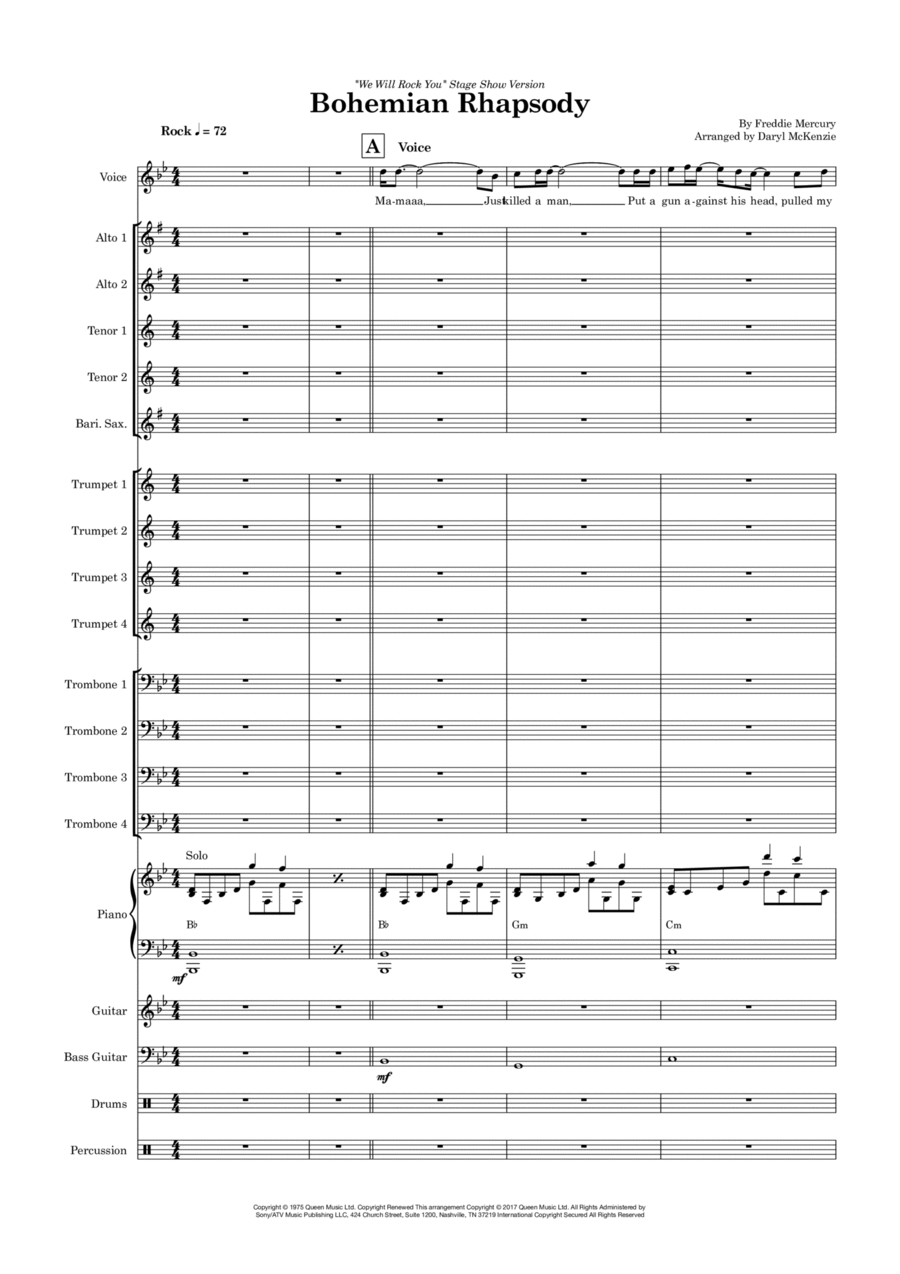Bohemian Rhapsody Saxophone scores gallery preview page 1