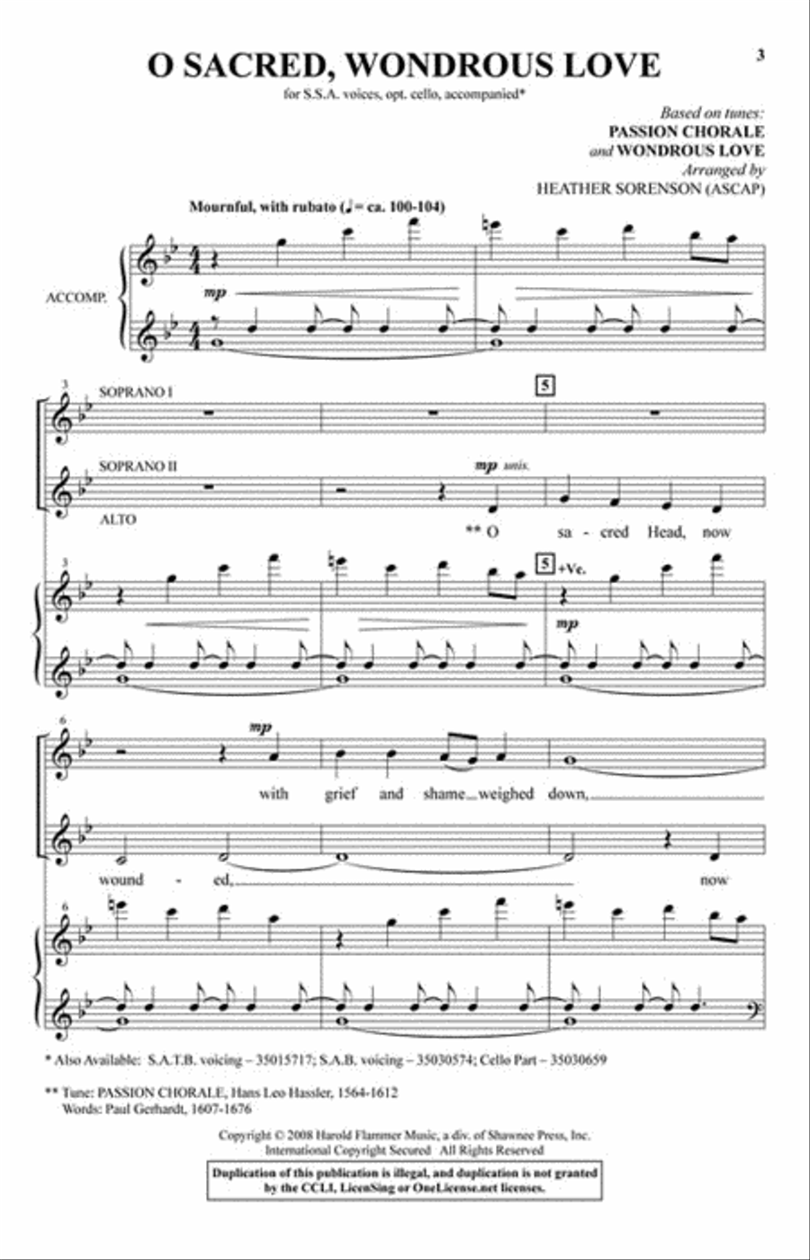 O Sacred, Wondrous Love SSA scores gallery preview page 2