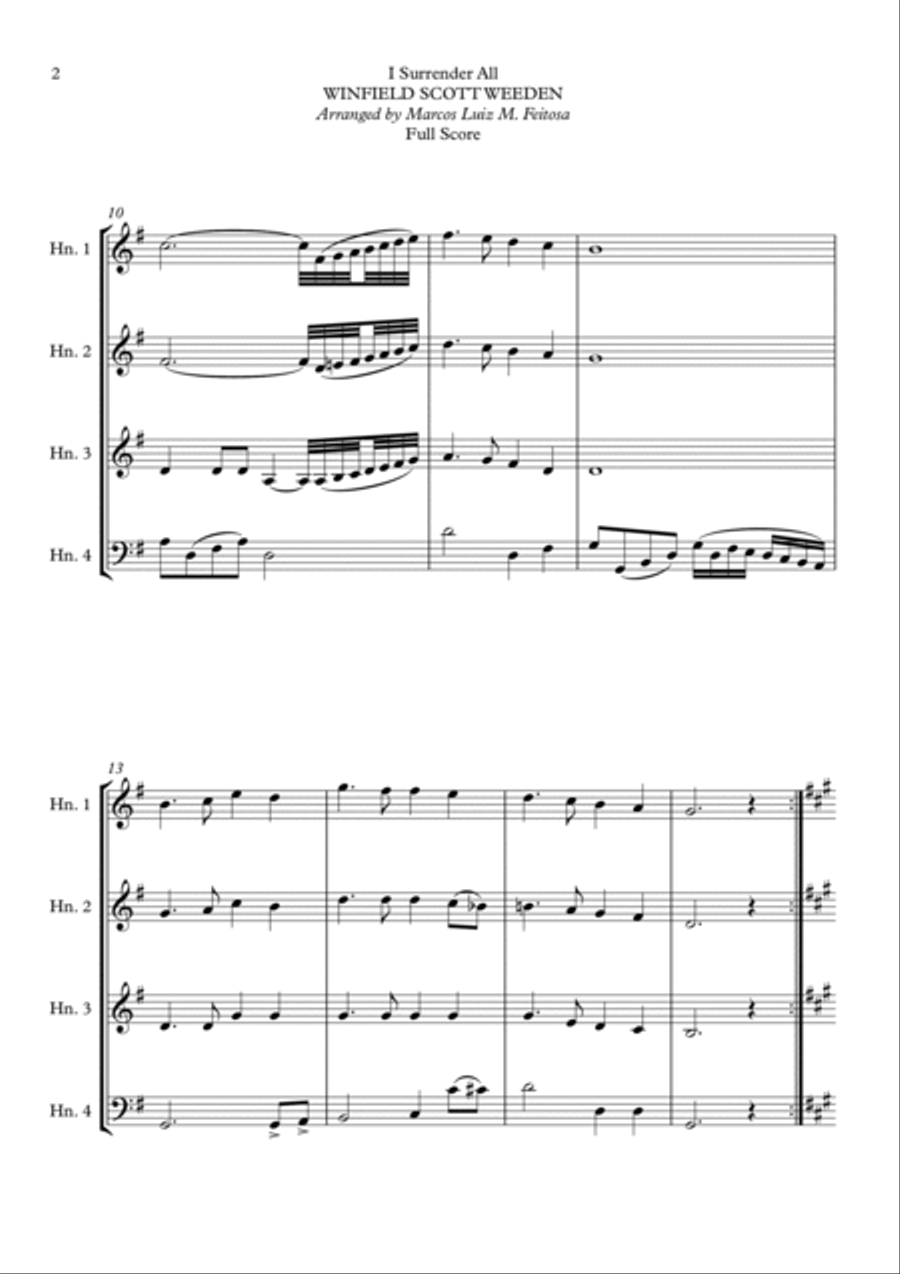 I Surrender All (Tudo Entregarei) - Horn in F Quartet Woodwind Quartet scores gallery preview page 4