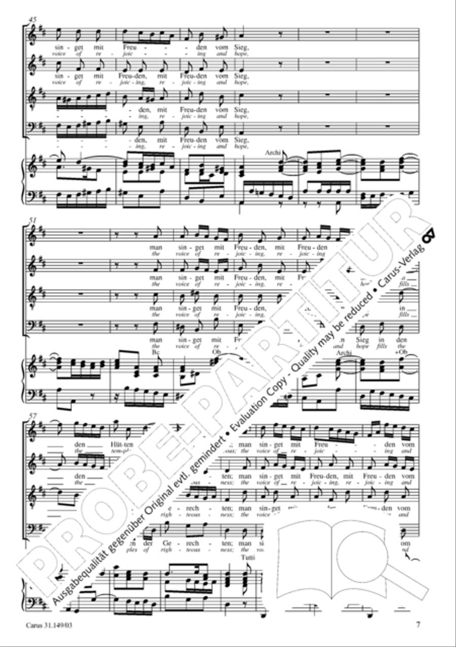 The voice of rejoicing and hope (Man singet mit Freuden vom Sieg) 4-Part scores gallery preview page 8