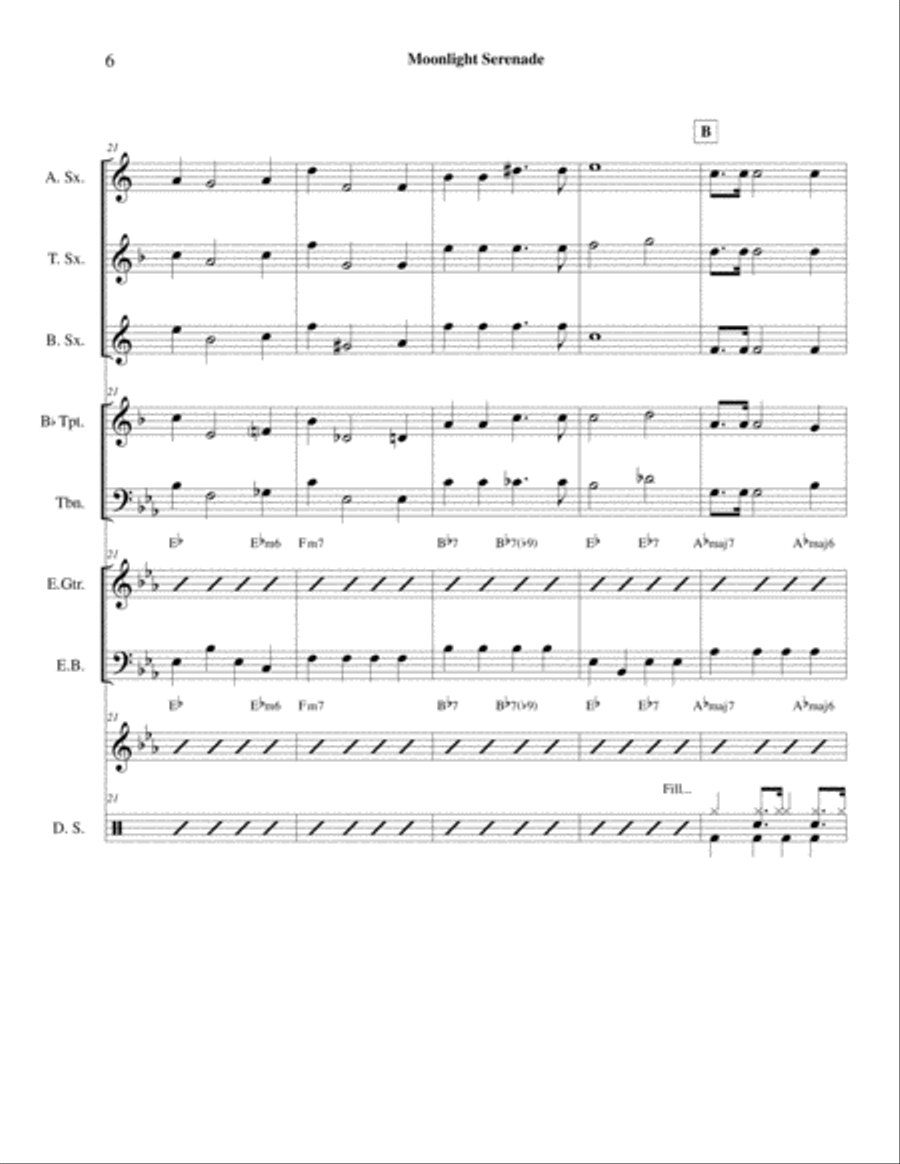 Moonlight Serenade for Little Big Band Jazz Ensemble scores gallery preview page 6
