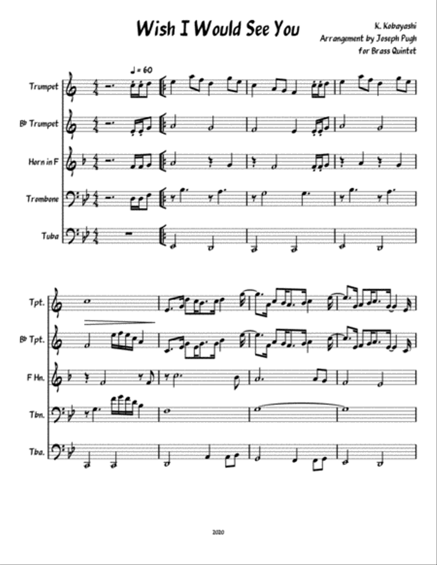 Wish I Would See You Brass Ensemble scores gallery preview page 1