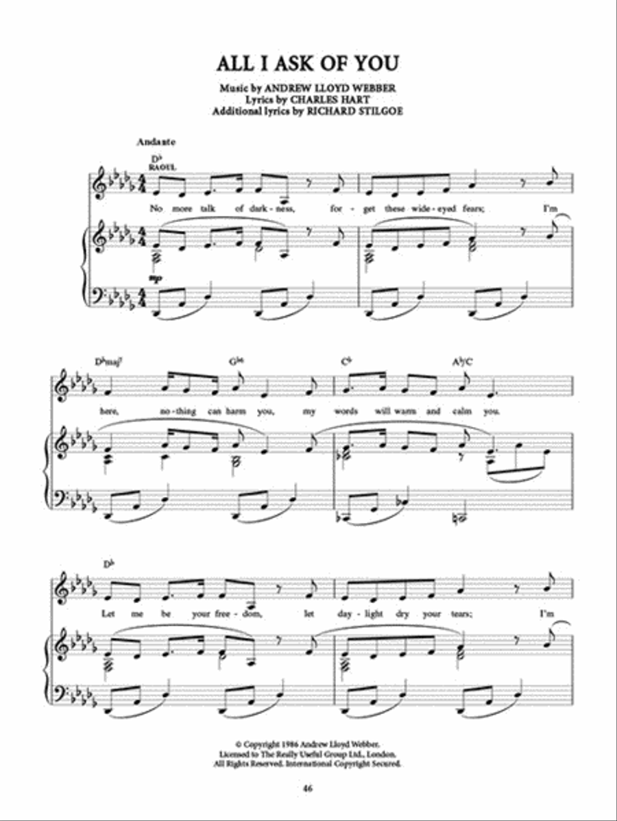 The Phantom of the Opera – Movie Selections Piano, Vocal, Guitar scores gallery preview page 4