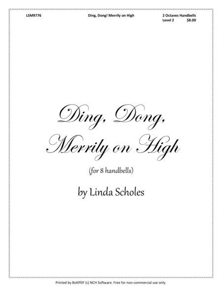 Ding, Dong! Merrily on High (for 8 handbells) by Traditional French Carol Handbell Choir - Digital Sheet Music