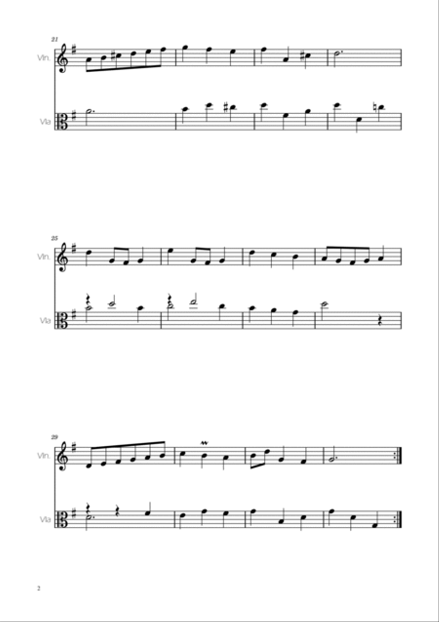 Minuet in G major BWV Anh. 114 - Bach - Violin and Viola String Duet scores gallery preview page 2