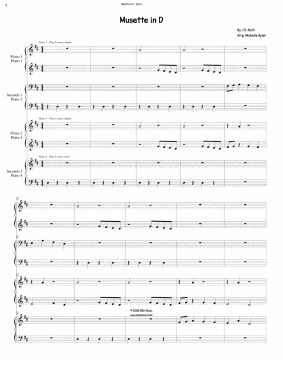 Musette in D (Quartet) Musette in D (Quartet) Piano Quartet scores gallery preview page 2