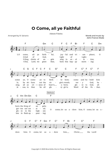 O Come, all ye Faithful - Adeste Fideles (Key of F Major) image number null