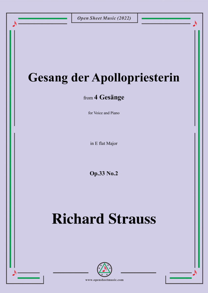 Richard Strauss-Gesang der Apollopriesterin,in E flat Major image number null