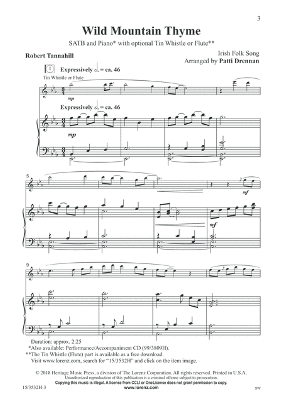 Wild Mountain Thyme 4-Part scores gallery preview page 3
