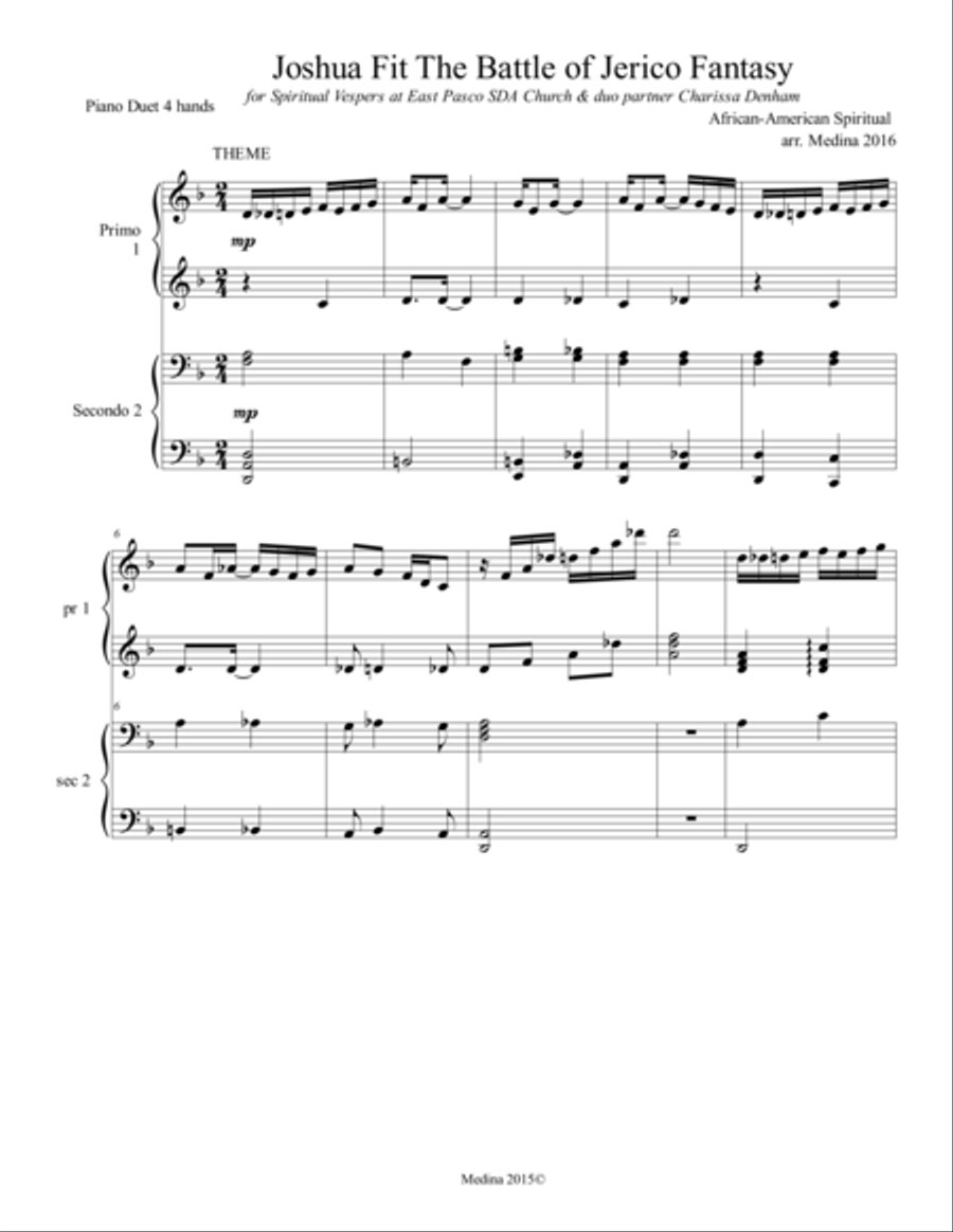 Joshua Fit The Battle of Jericho Fantasy Piano scores gallery preview page 1