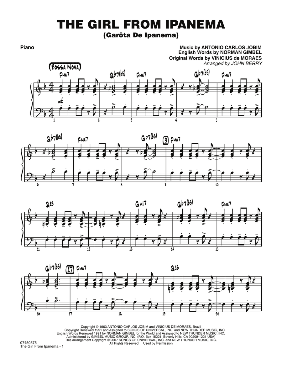 The Girl From Ipanema (Garota De Ipanema) - Piano Jazz Ensemble scores gallery preview page 1
