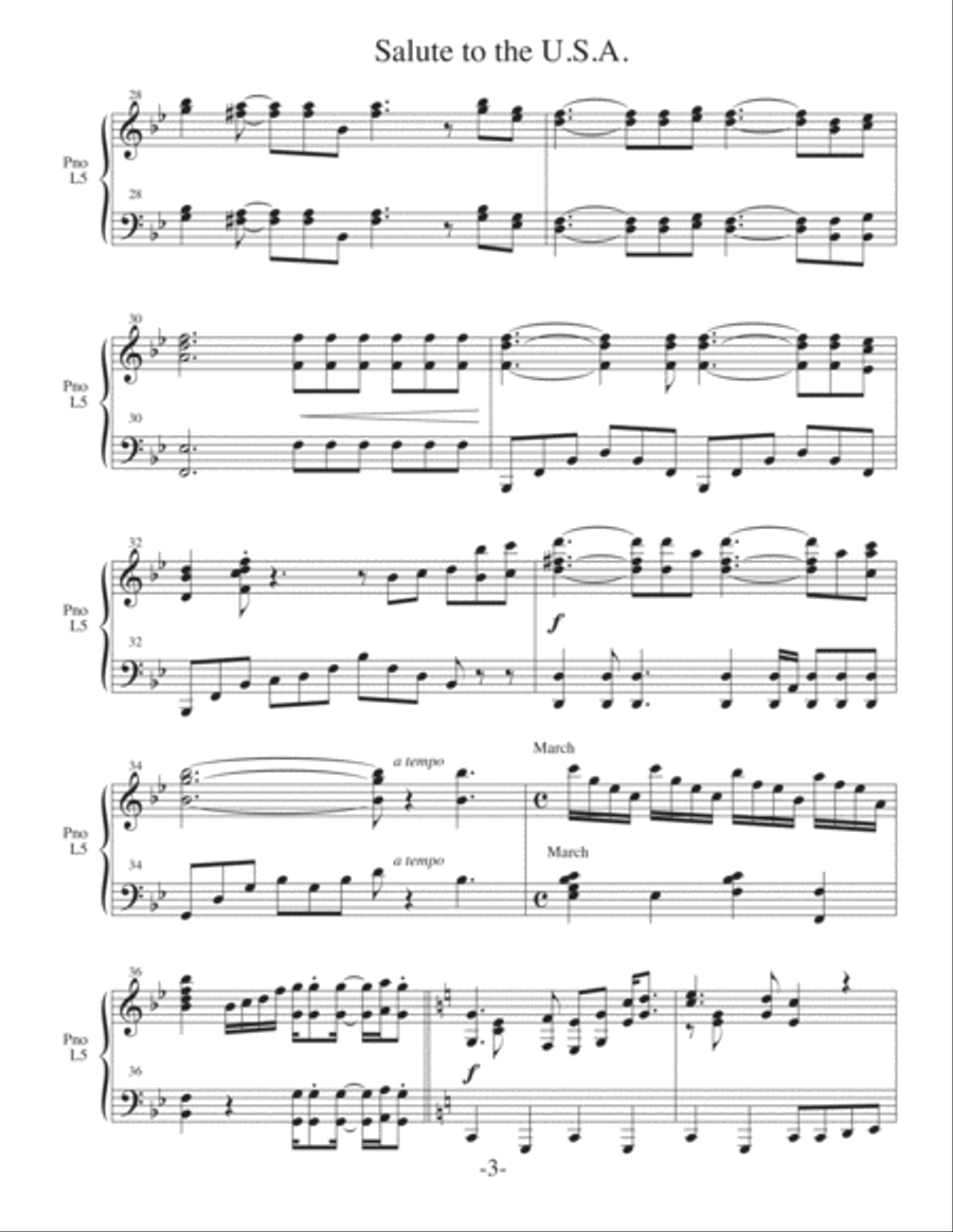 Salute to the U.S.A. - Medley (2 for 1 PIANO Arrangements) Piano Solo scores gallery preview page 4