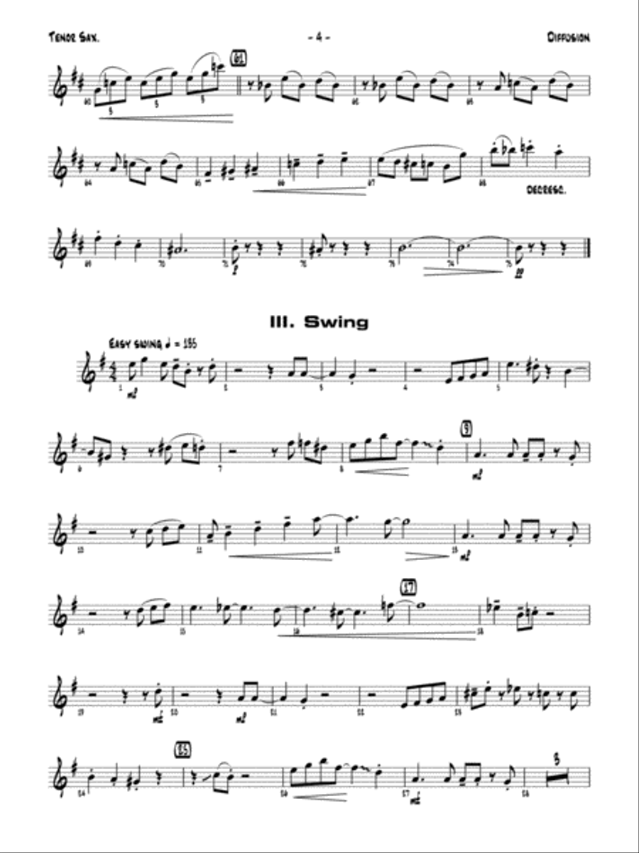 Diffusion for Sax Quartet: B-flat Tenor Saxophone Saxophone Quartet scores gallery preview page 5